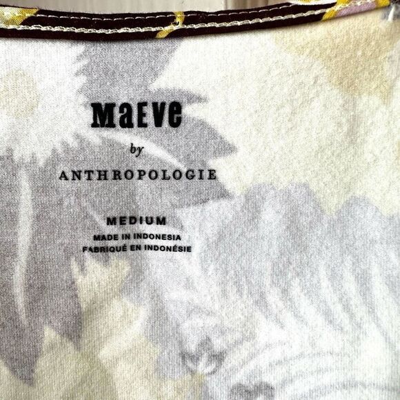 Maeve Anthropologie cinched yellow floral flutter  sleeve tie top - Picture 7 of 12